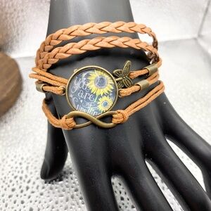 Sunflower  Bracelet with Braided Strands